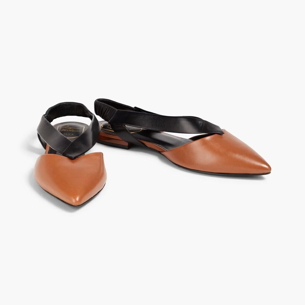 Roger Vivier 36.5 leather colorblock pointed toe flats